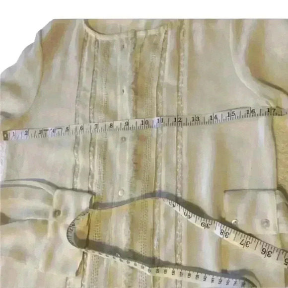 SANCTUARY Ivory Lace Blouse Semi Sheer Fringe Detail women’s size XS - Picture 8 of 11